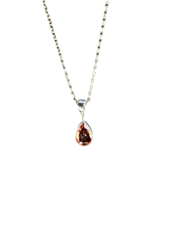 Pink Tourmaline Faceted Sterling Silver Pendant | Brazil | Teardrop