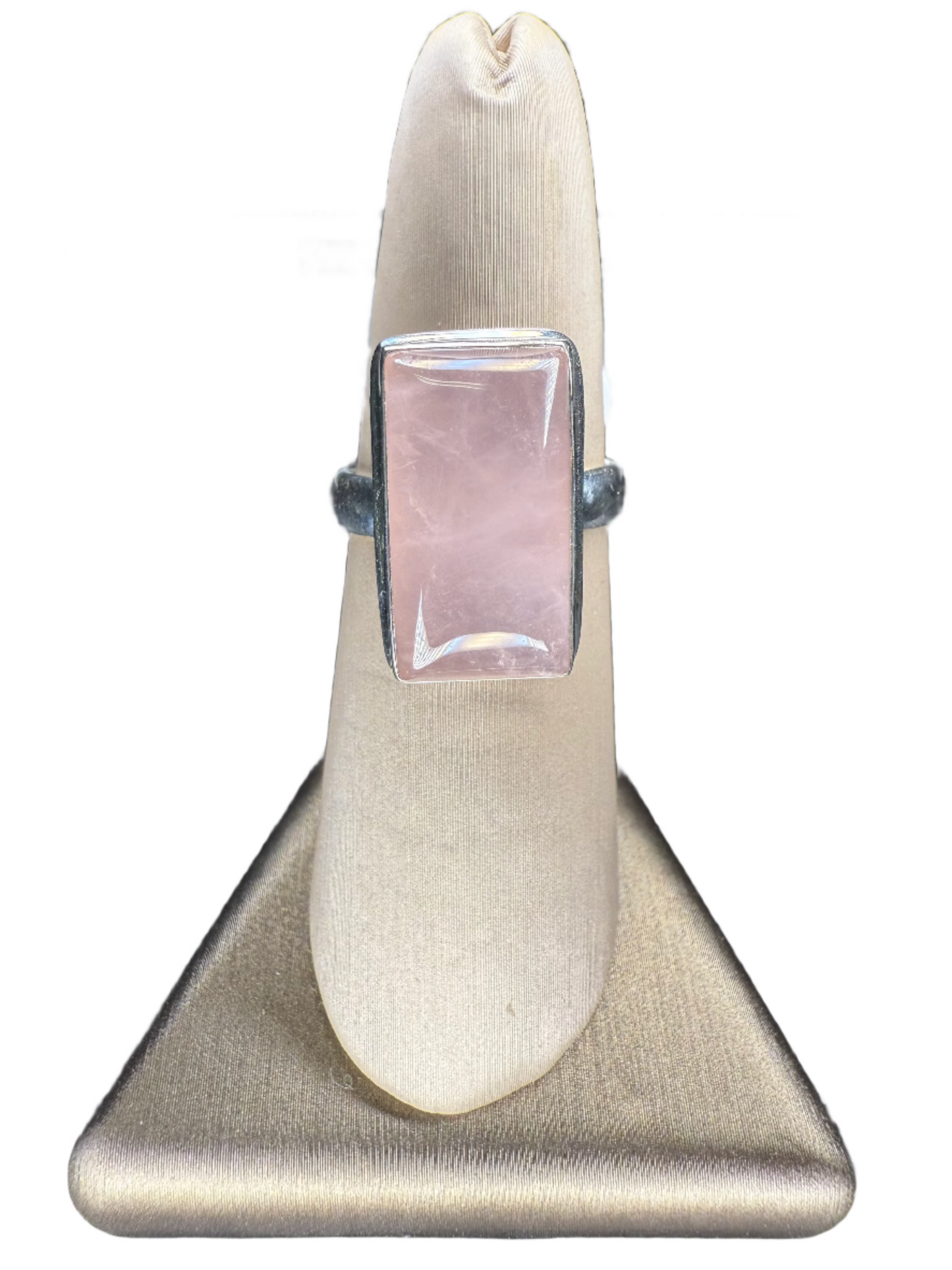 Rose Quartz Polished Sterling Silver Ring | Madagascar | Rectangle