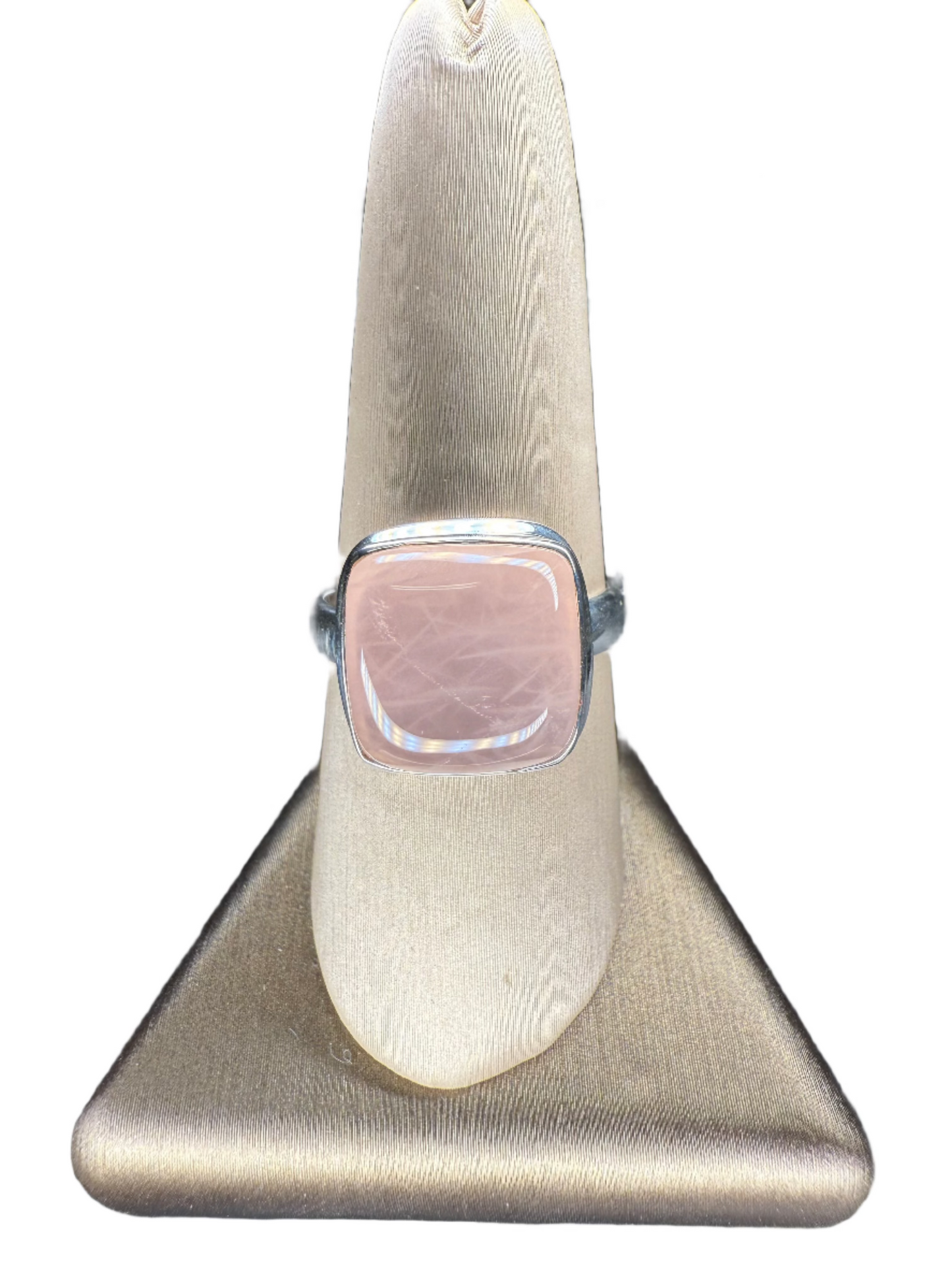 Rose Quartz Polished Sterling Silver Ring | Madagascar | Square