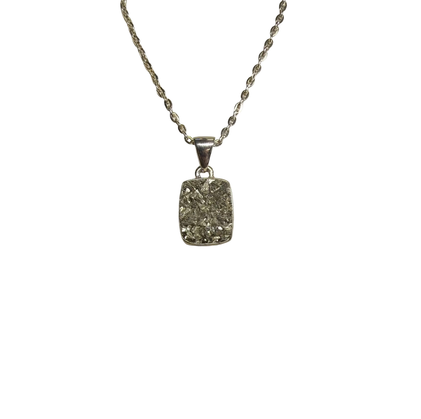 Pyrite Druzy Sterling Silver Pendant | Peru