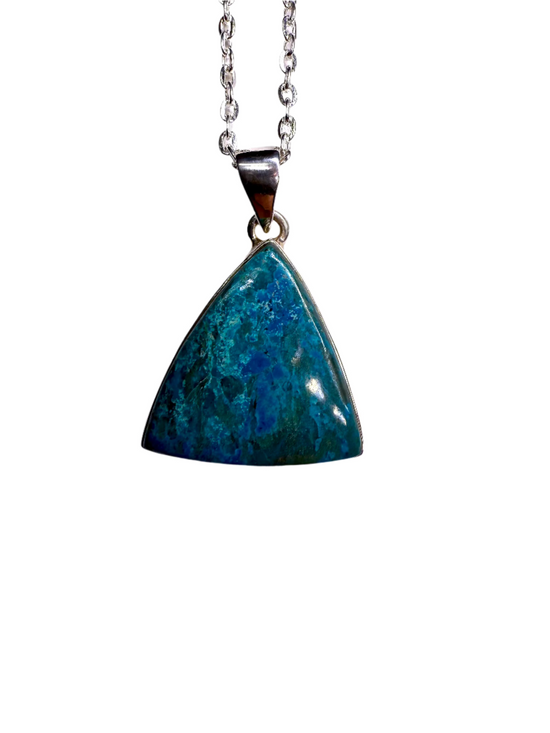 Shattuckite Polished Sterling Silver Pendant | Congo | Triangle