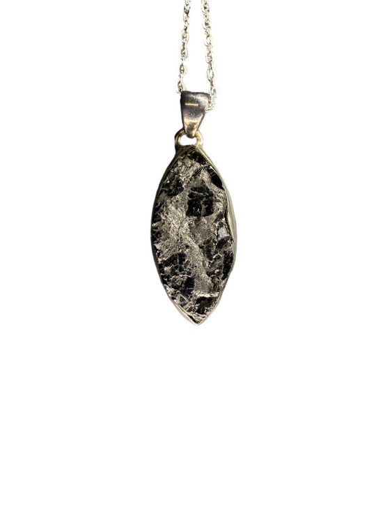 Shungite Sterling Silver Pendant | Russia | Cat Eye