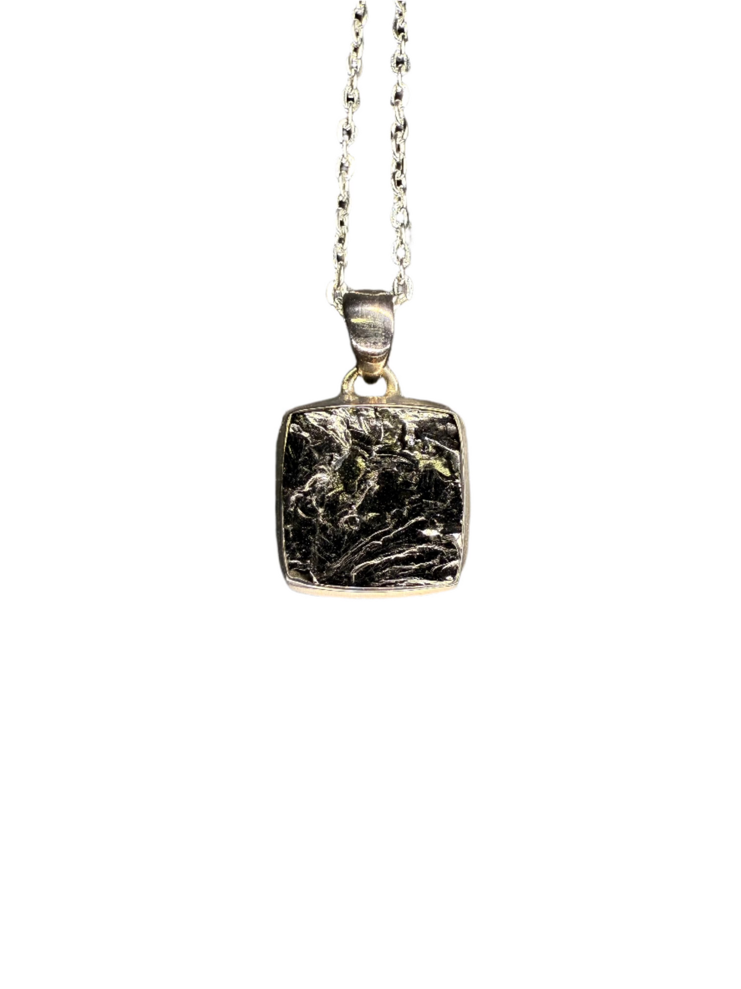 Shungite Sterling Silver Pendant | Russia | Square