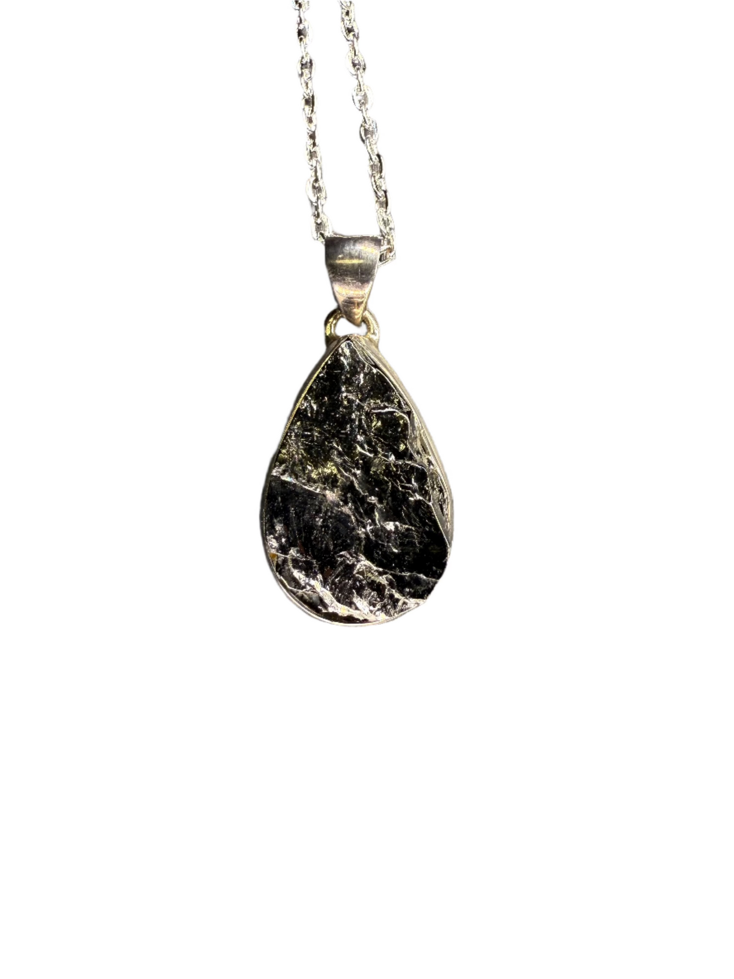 Shungite Sterling Silver Pendant | Russia | Teardrop