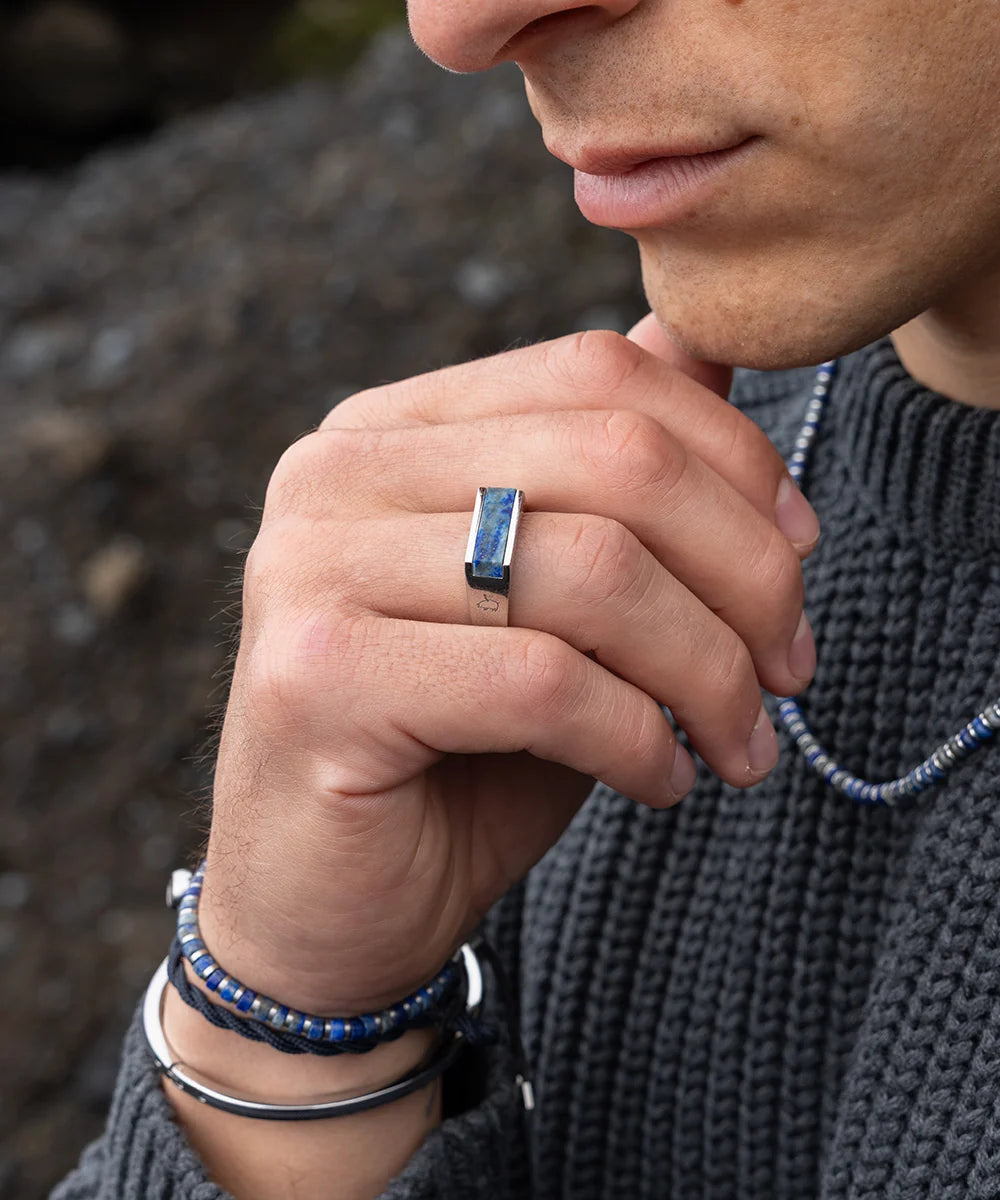 Pig & Hen Lapis Lazuli Signet Ring