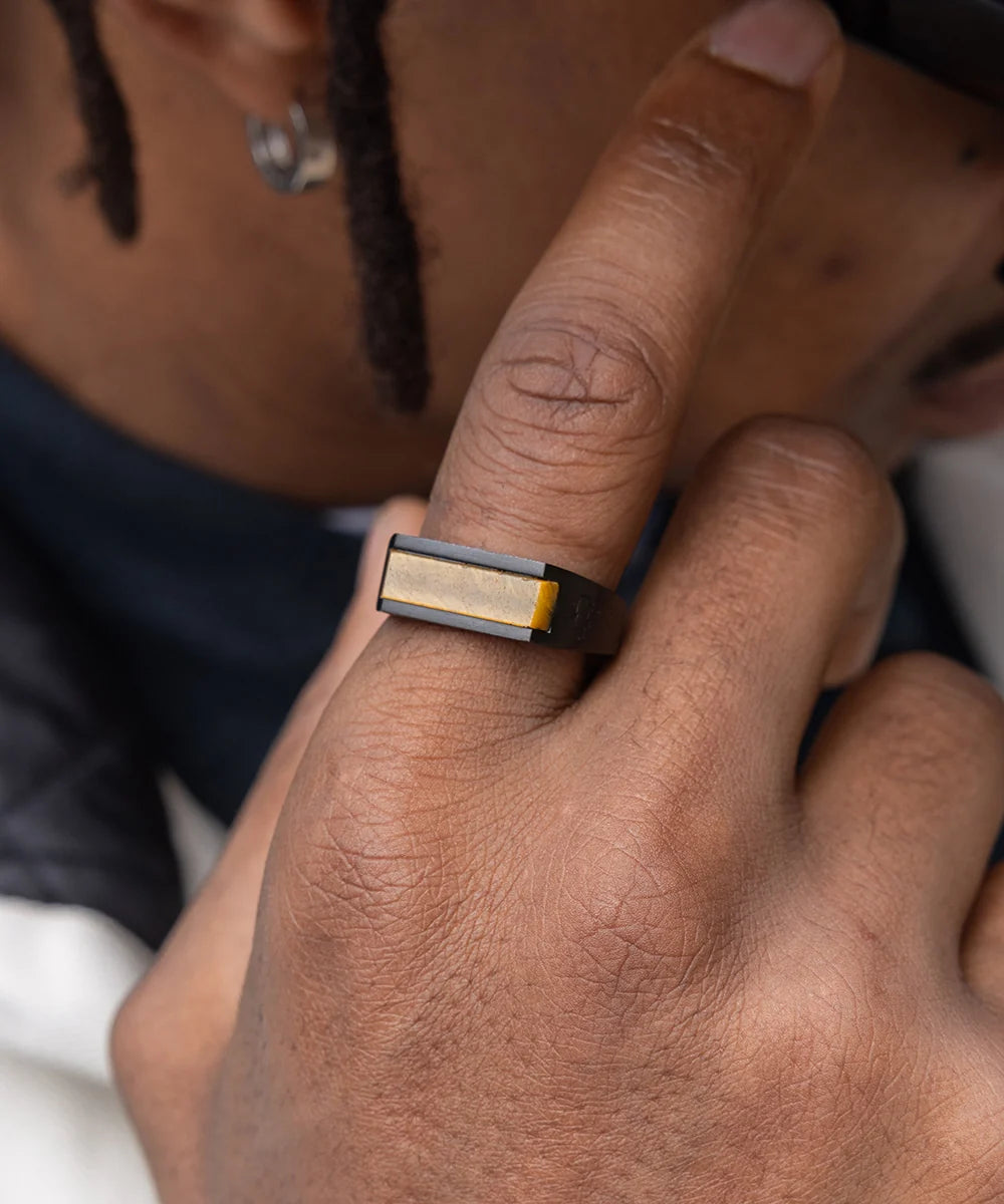 Pig & Hen Tiger's Eye Signet Ring