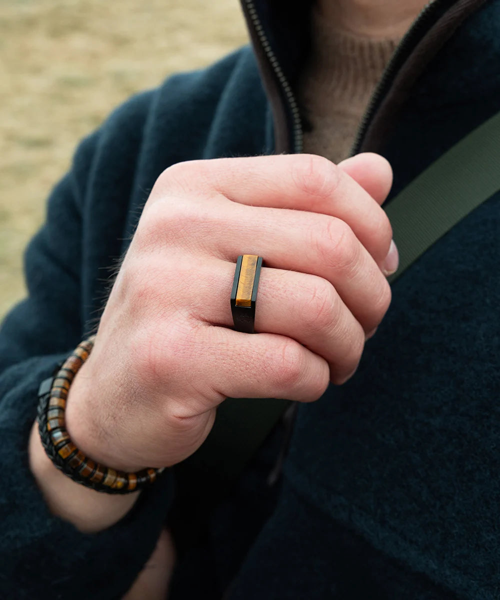 Pig & Hen Tiger's Eye Signet Ring
