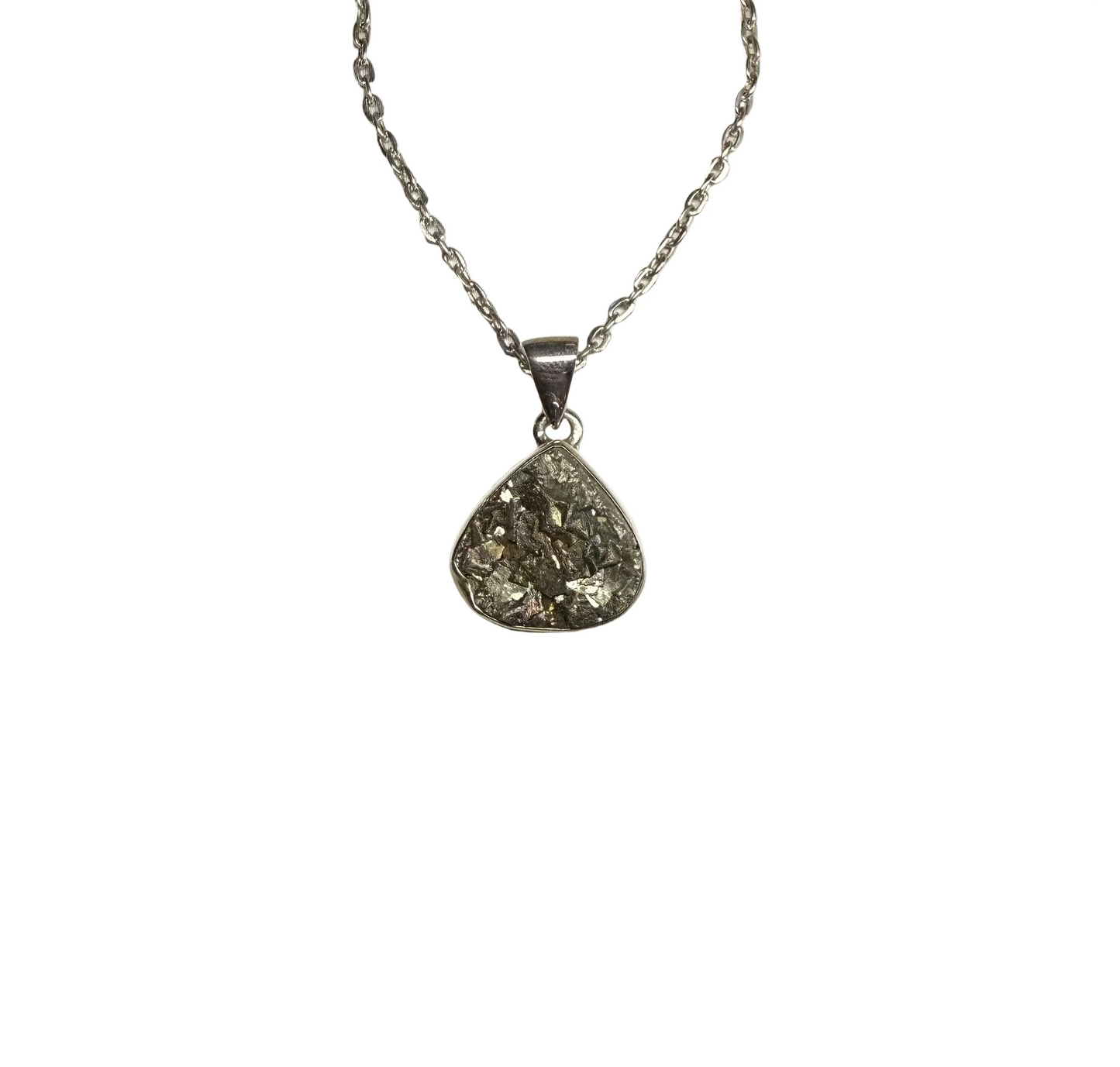 Pyrite Druzy Sterling Silver Pendant | Peru