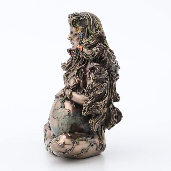 Mother Gaia, Sitting Pregnant Greek Goddess of Earth Cold-Cast 7" Bronze Statue