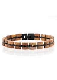Koa Wood and Black Stainless Steel Accent - Mens Bracelet