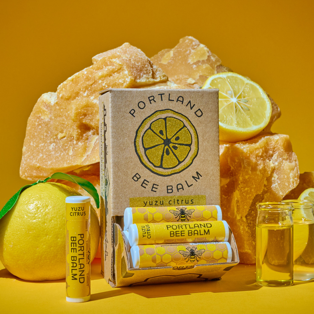 Yuzu Citrus Beeswax Lip Balm Display - Bright Hydrating 24ct