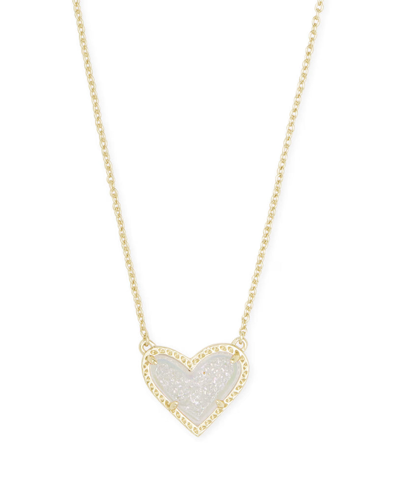 Kendra Scott  - Ari Heart Pendant Necklace Iridescent Drusy - Gold