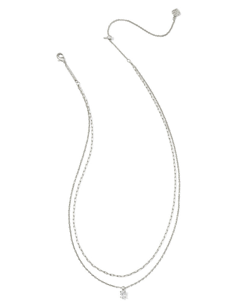 Kendra Scott  - Cailin Multi Strand Necklace White Crystal - Rhodium