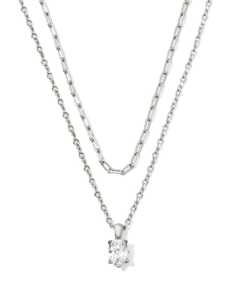 Kendra Scott  - Cailin Multi Strand Necklace White Crystal - Rhodium