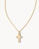 Kendra Scott- Cross Pendant White Lab Grown Opal Necklace- Gold
