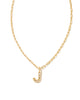 Kendra Scott  - Crystal Letter Pendant Necklace J - Gold