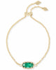 Kendra Scott  - Elaina Adjustable Chain Bracelet Emerald Cats Eye - Gold