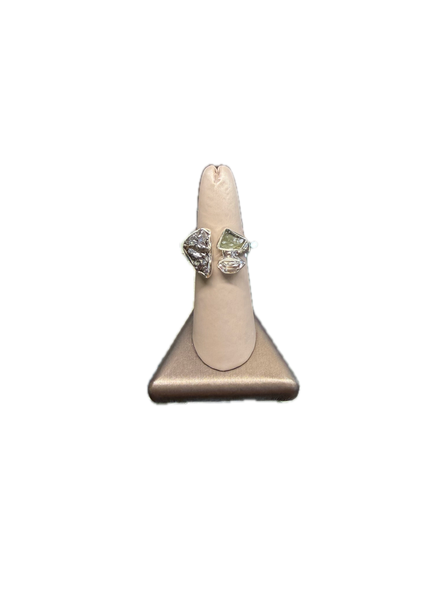 Moldavite Trio Sterling Silver Ring | Czech/Argentina/Pakistan