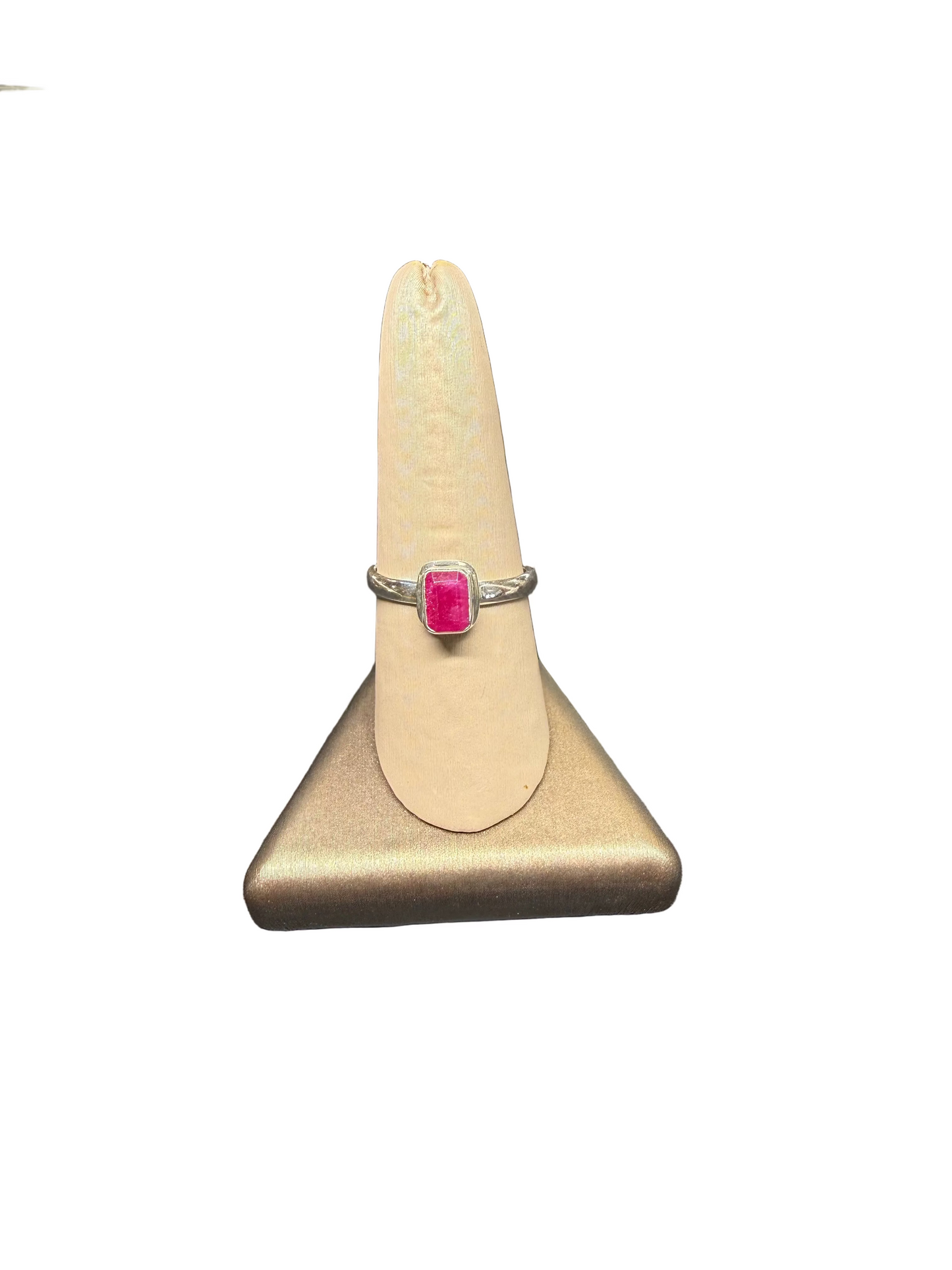 Natural Ruby Sterling Silver Faceted Ring | Africa