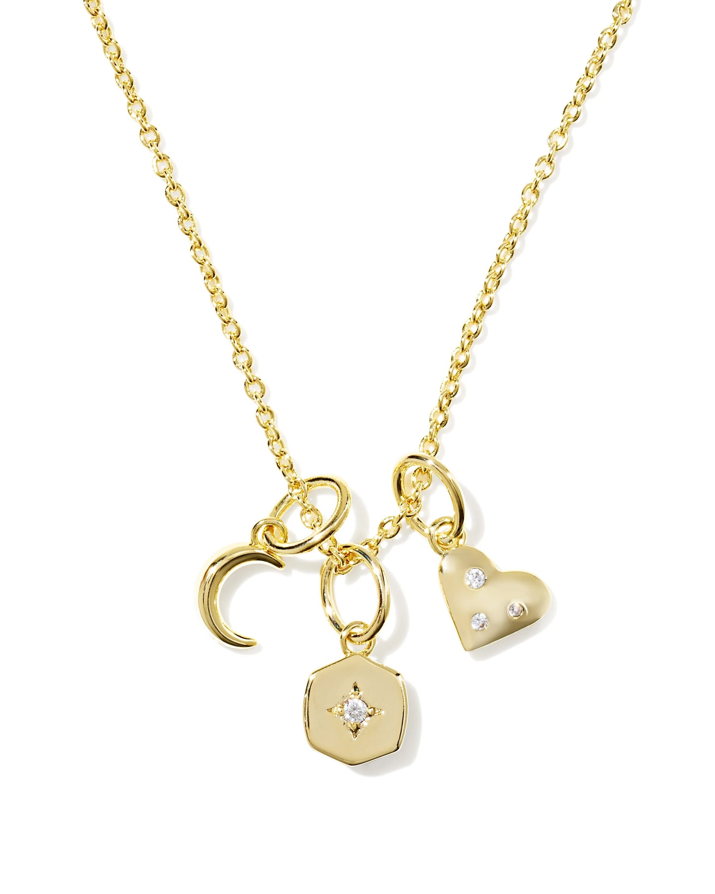 Kendra Scott- Arlene Charm Necklace White CZ- Gold