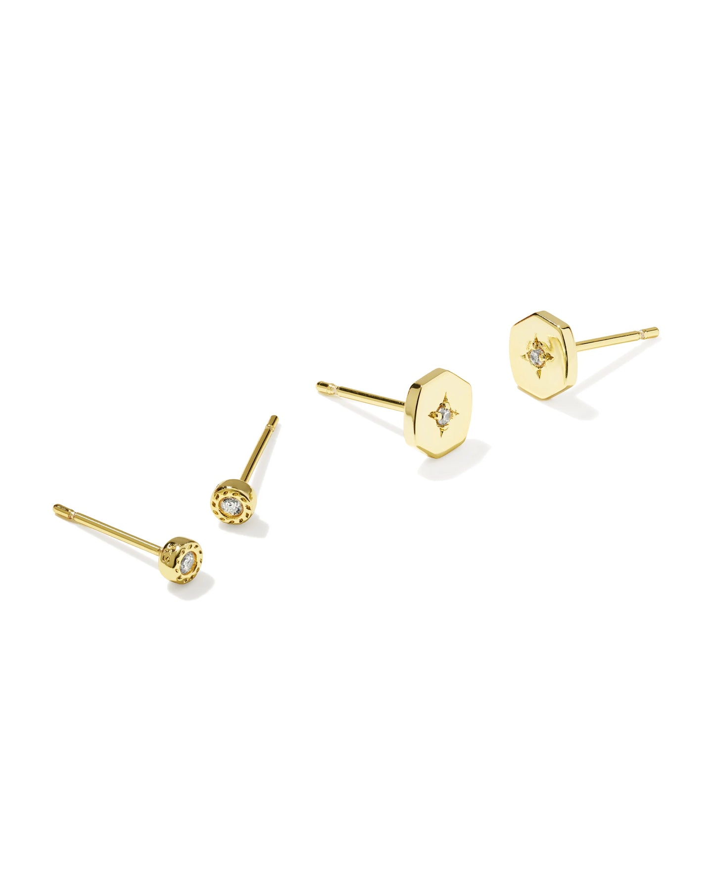Kendra Scott  - Arlene Stud Earring Set White CZ- Gold