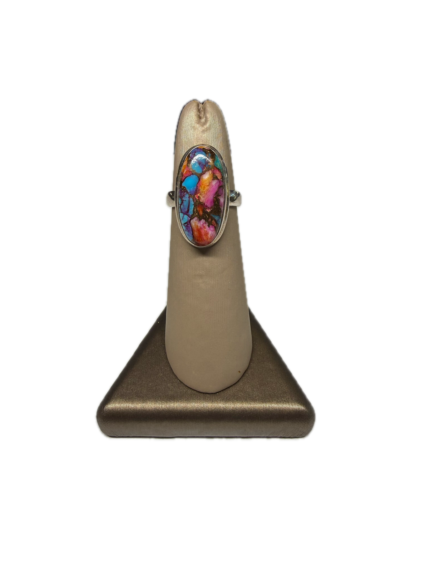 Kingman Pink Dahlia Turquoise Polished Sterling Silver Ring | Arizona, USA