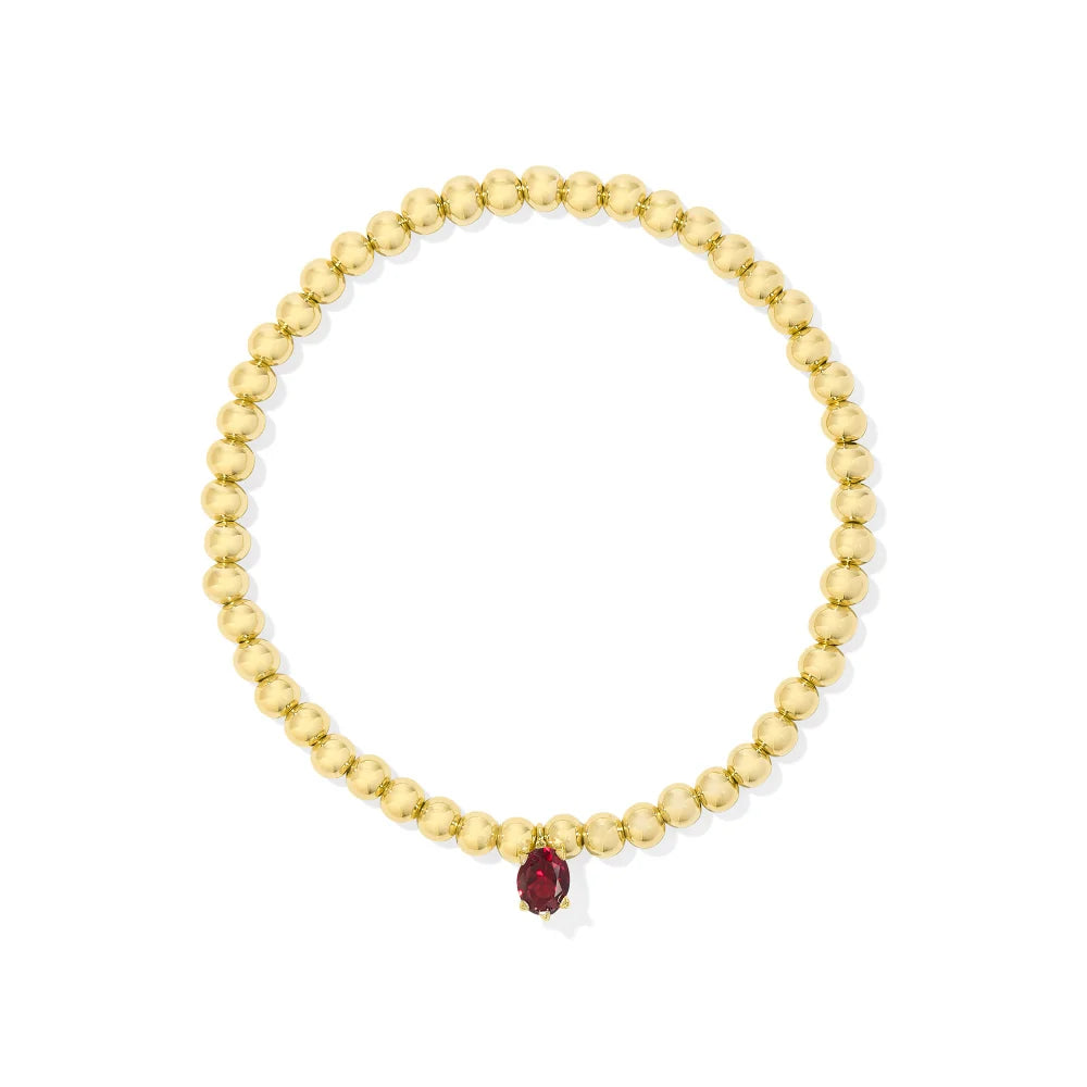 Kendra Scott  - Cailin Stretch Bracelet Red Crystal (January) - Gold