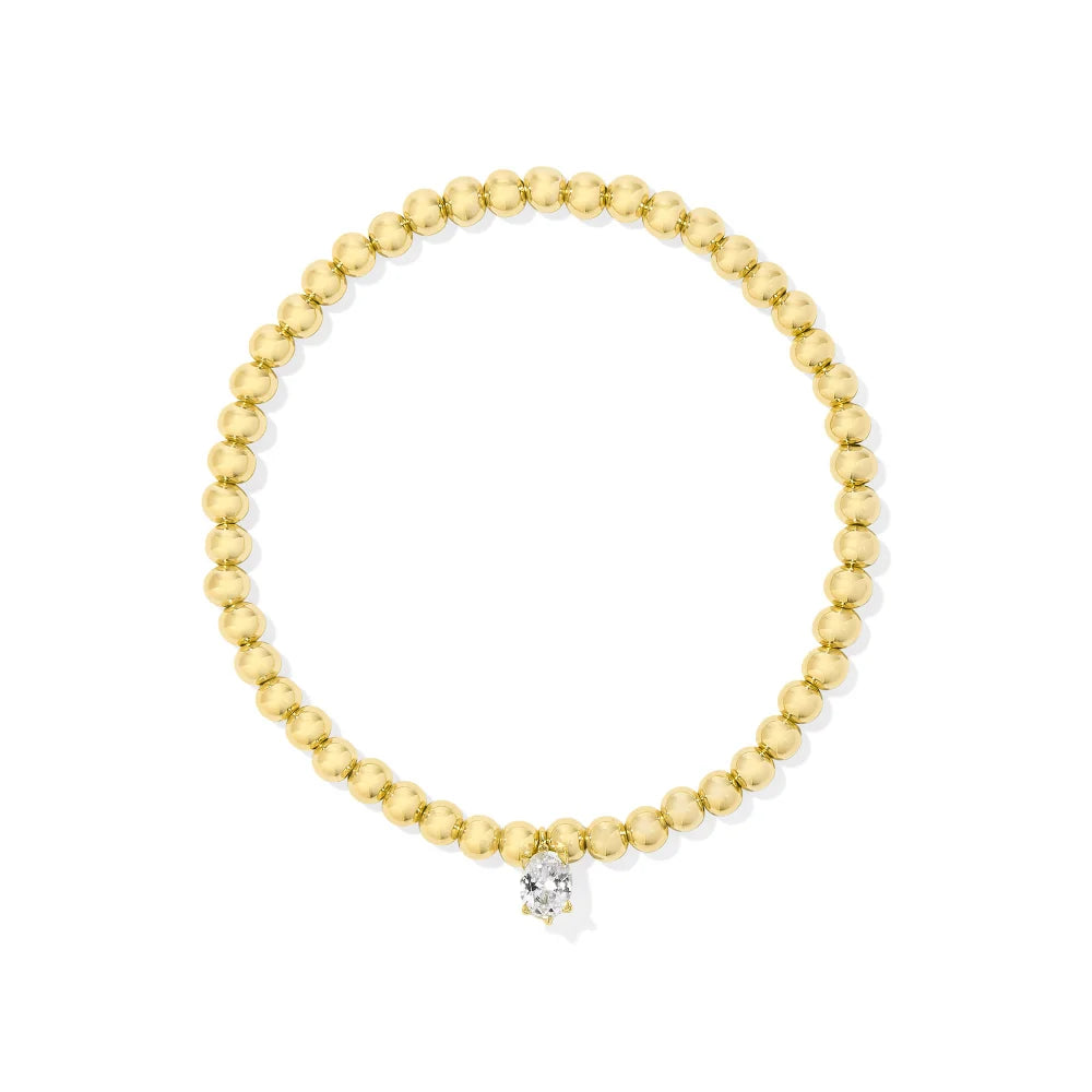 Kendra Scott  - Cailin Stretch Bracelet White Crystal Crystal (April) - Gold