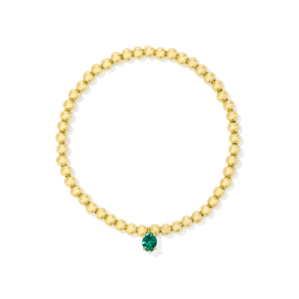 Kendra Scott  - Cailin Stretch Bracelet Green Crystal (May)- Gold
