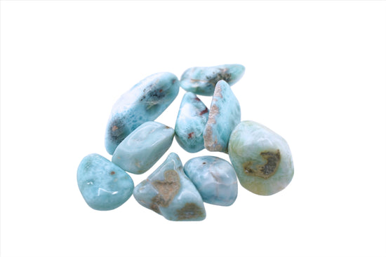 Natural, Hand-Selected Larimar Tumbled Stone Individual Pieces