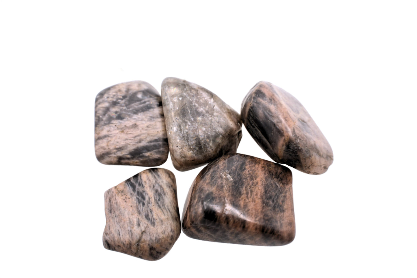 Natural, Hand-Selected Black Moonstone Tumbled Stone Individual Pieces