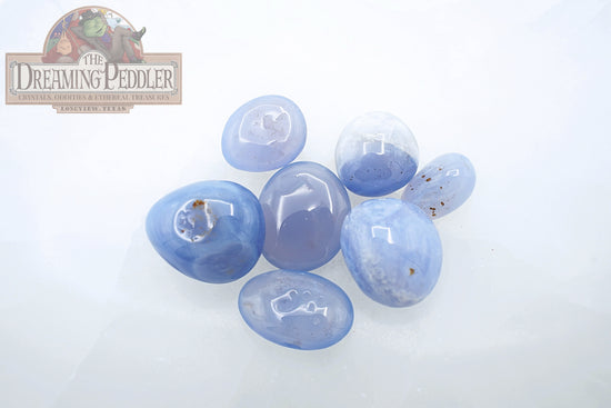 Natural, Hand-Selected Small Blue Lace Agate Tumbled Stone Individual Pieces