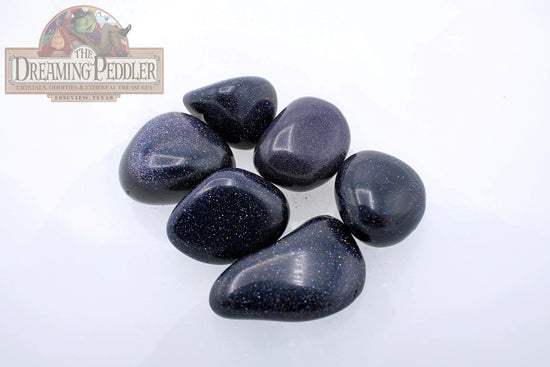 Natural, Hand-Selected Blue Goldstone Tumbled Stone Individual Pieces